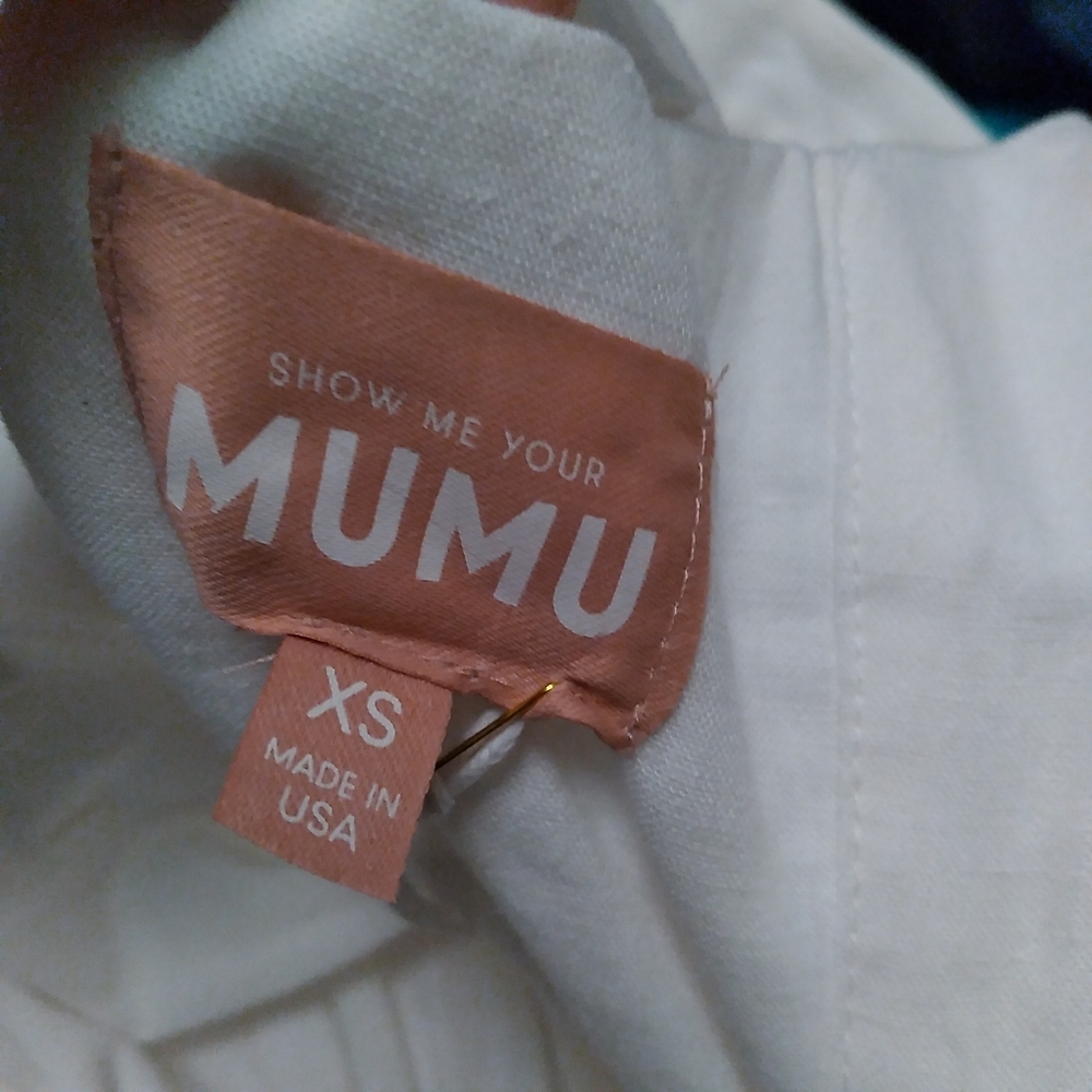 NWT SHOW ME YOUR MUMU Lovely White Linen Blend Tiered Ruffled Midi Dress, XS - Picture 8 of 11